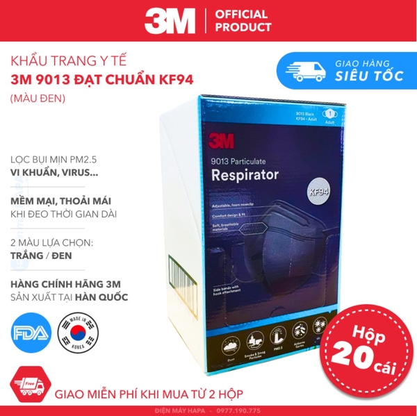 Khẩu Trang 3M KF94 9013 Chống Bụi Mịn 2.5PM, 3D Mask - Nhập Hàn Quốc