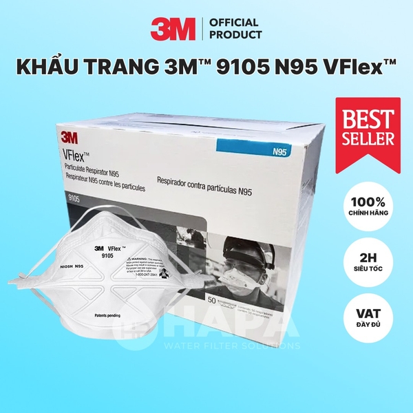 Khẩu Trang 3M 9105 N95 VFLex™ tiêu chuẩn NISHO - Hàng Chính Hãng 3M