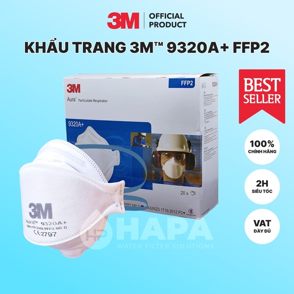 Khẩu Trang 3M 9320A+ Aura™ Chuẩn FFP2 Châu Âu - Hàng Chính Hãng 3M