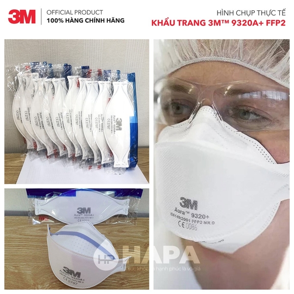 Khẩu Trang 3M 9320A+ Aura™ Chuẩn FFP2 Châu Âu - Hàng Chính Hãng 3M