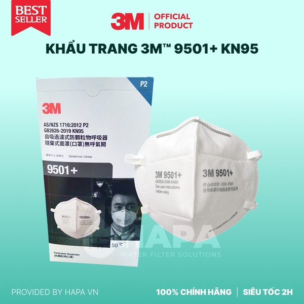 Khẩu Trang 3M™ 9501+ Cao Cấp Tiêu Chuẩn KN95 - Hàng Chính Hãng 3M