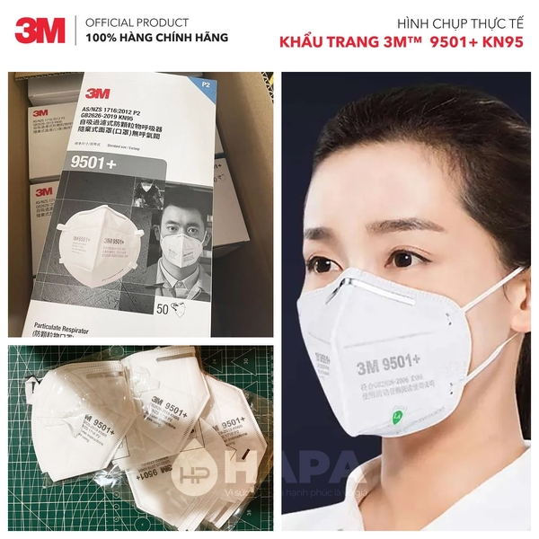 Khẩu Trang 3M™ 9501+ Cao Cấp Tiêu Chuẩn KN95 - Hàng Chính Hãng 3M