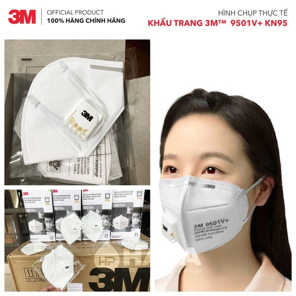 Khẩu Trang 3M 9501V+ Tiêu Chuẩn KN95 Có Van - Hàng Chính Hãng 3M