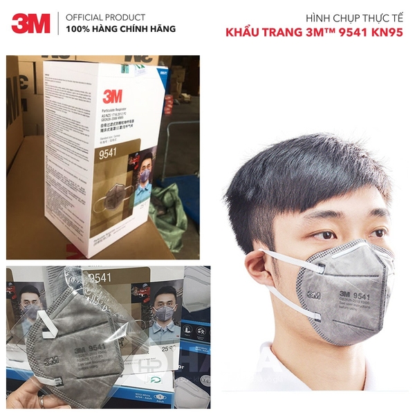 Khẩu Trang 3M 9541 KN95 Cao Cấp Than Hoạt Tính Lọc Khí Độc - Chính Hãng 3M