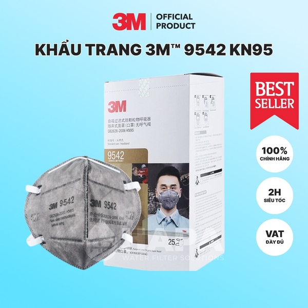Khẩu Trang 3M 9542 KN95 Than Hoạt Tính Lọc Khí Độc - Chính Hãng 3M