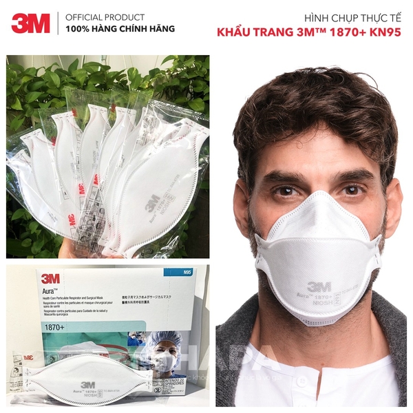 Khẩu Trang 3M 1870+ Aura™ Tiêu Chuẩn Y Tế N95 - Hàng Chính Hãng 3M