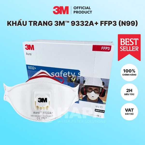 Khẩu Trang 3M 9332A+ FFP3 Tiêu Chuẩn N99 cao cấp - Hàng chính hãng 3M