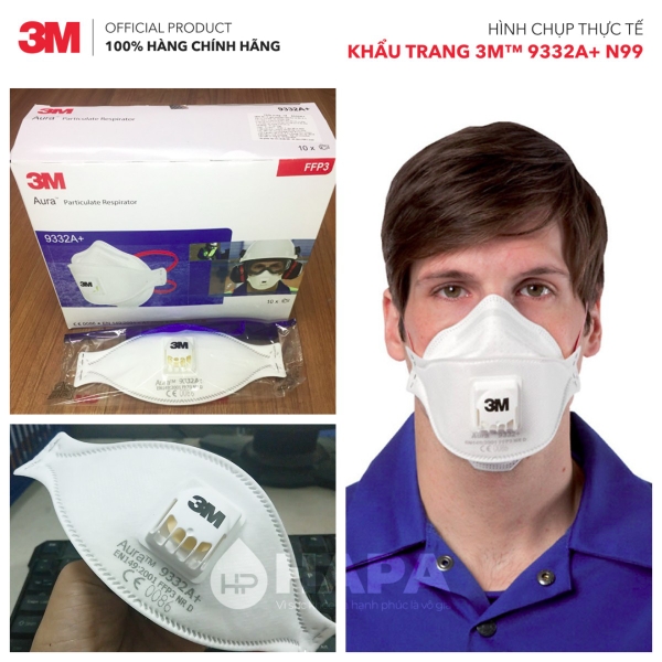 Khẩu Trang 3M 9332A+ FFP3 Tiêu Chuẩn N99 cao cấp - Hàng chính hãng 3M