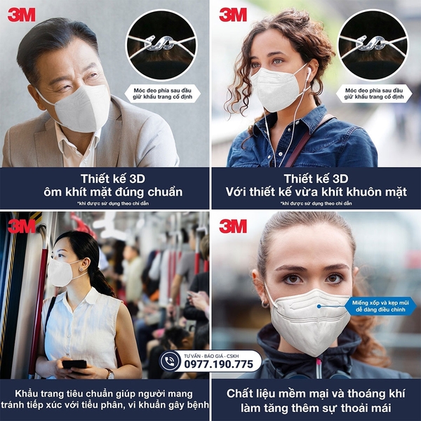 Khẩu Trang 3M KN95 9513 (Hộp 20 cái) - Chính hãng 3M Singapore