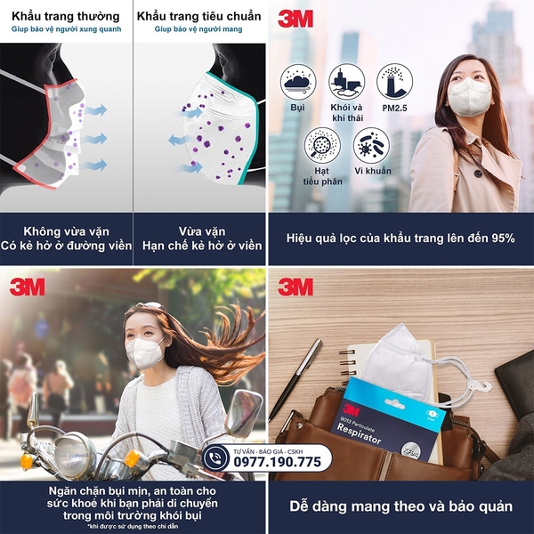 Khẩu Trang 3M KN95 9513 (Hộp 45 cái) - Chính hãng 3M Singapore