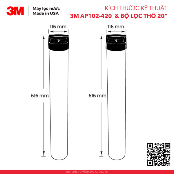 Máy Lọc Nước Đầu Nguồn 3M AP102T-420 Lọc Nước Toàn Nhà - Nhập Khẩu Mỹ