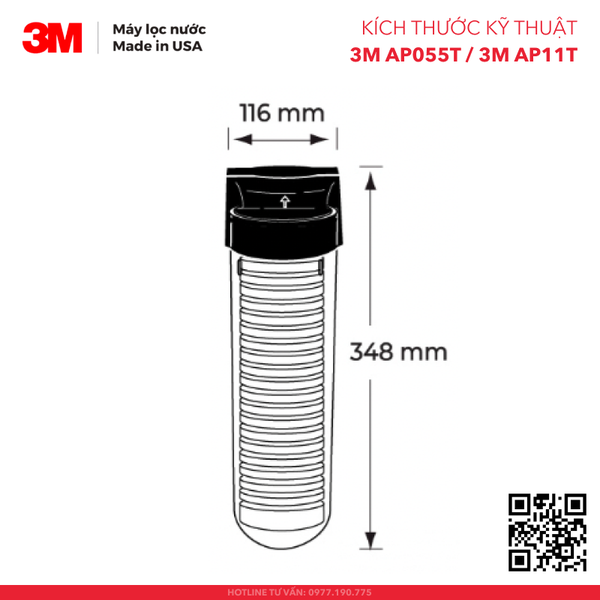 Bộ Lọc Thô 3M AP055T / AP11T Kèm Lõi 10 inch - Nhập Khẩu Mỹ
