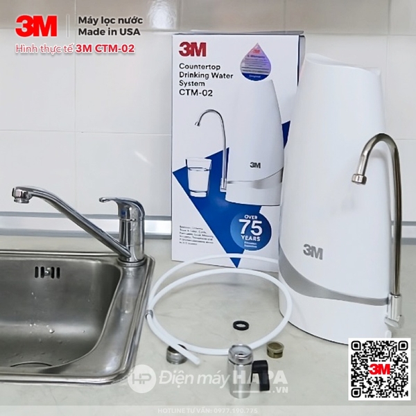 Máy Lọc Nước Uống Để Bàn 3M CTM-02, DIY Tự Lắp Dễ Dàng, Không Khoan Đục