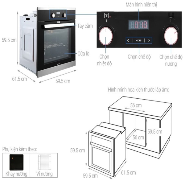 Lò Nướng Âm Tủ Hafele HO-KT60C