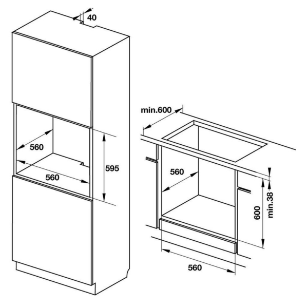 Lò Nướng Âm Tủ Hafele KT60J 65 lít