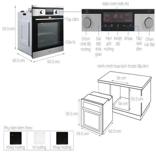 Lò Nướng Âm Tủ Hafele KT60J 65 lít