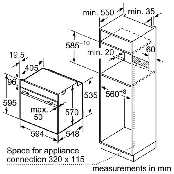 Lò Nướng Bosch HBS534BS0B Âm Tủ 71L