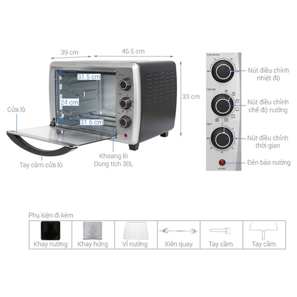 Lò Nướng Để Bàn Electrolux EOT30MXC 30 lít