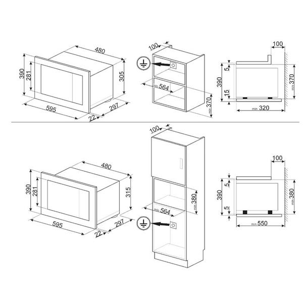 Lò Vi Sóng Có Nướng SMEG LINEA, FMI120S1 536.34.112 - 21 lít