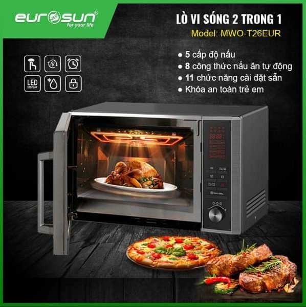 Lò Vi Sóng Có Nướng EUROSUN MWO-T26EUR 25L Để Bàn - Nhập Khẩu Malaysia