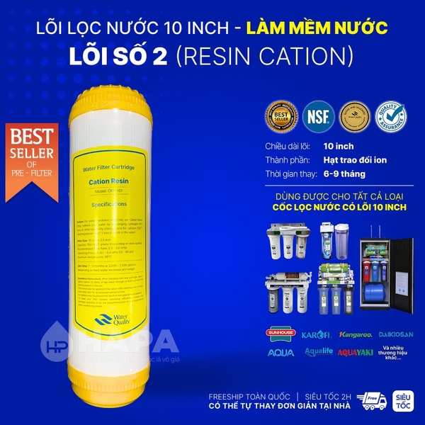 Lõi Lọc Cation Resin AQUA CRF-101 10 inch Làm Mềm Nước