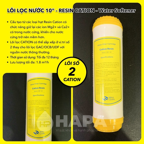 Bộ Lõi Lọc Nước 10 inch Làm Mềm Nước Số 1-2-3, Cho Mọi Dòng Máy RO