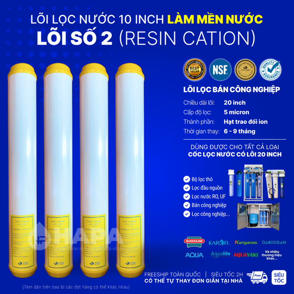 Lõi Lọc Nước Số 2 RESIN CATION FILTER - Lõi Lọc Nước Số 2 Hạt Resin Làm Mềm Nước