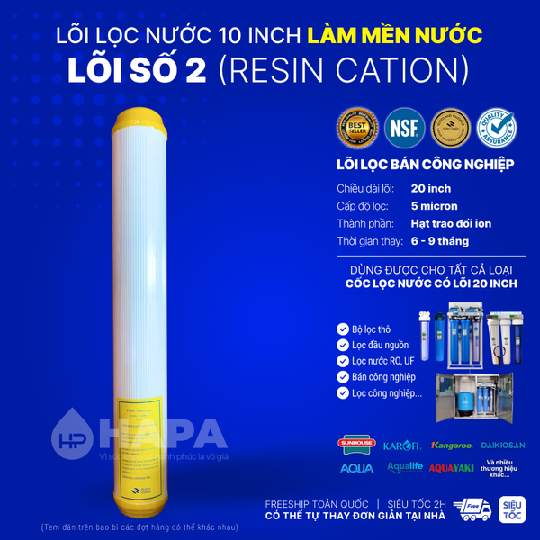 Lõi Lọc Nước Số 2 RESIN CATION FILTER - Lõi Lọc Nước Số 2 Hạt Resin Làm Mềm Nước
