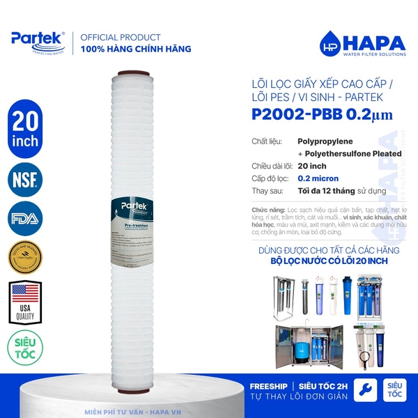 Lõi Lọc Nước PARAGON PARTEK, Full Models Lõi Lọc Thô Cao Cấp