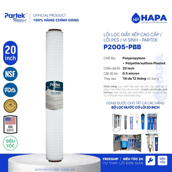 Lõi Lọc Nước PARAGON PARTEK, Full Models Lõi Lọc Thô Cao Cấp