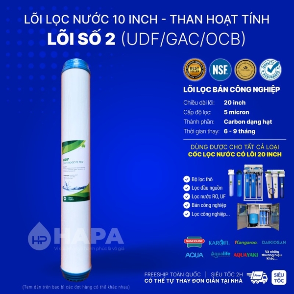 Lõi Lọc Nước 20 inch Bán Công Nghiệp - Bộ 3 Lõi Số 1 2 3 - Cho mọi dòng máy