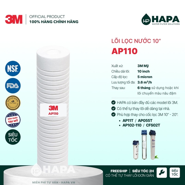 Lõi Lọc Nước 3M Made in USA, Đầy Đủ Models - Nhập Khẩu Mỹ, Hàng Chính Hãng