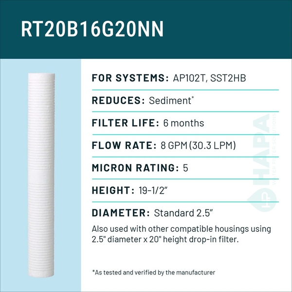Lõi Lọc Thô 3M™ Aqua-Pure™ RT20B16G20NN 20 inch - Lõi Lọc Thay Thế 3M AP102T-110, CFS02T / Cốc 20" - Nhập khẩu Mỹ