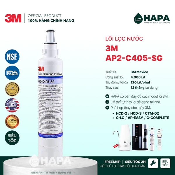 Máy Lọc Nước 3M AP2-C405-SG Mini Filter - Nhập Khẩu 3M Mexico, Hàng Chính Hãng 3M™ Aqua-Pure™