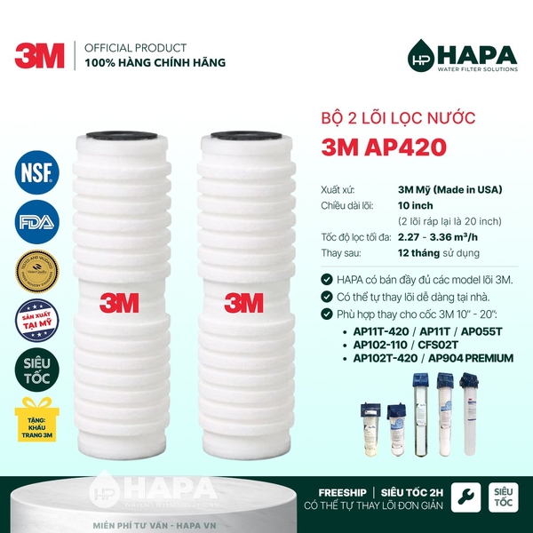 Lõi Lọc Nước 3M AP420 Thay Cho Lọc Tổng AP11T 420 - Nhập Khẩu 3M Mexico