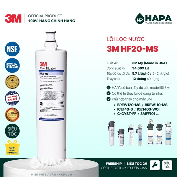 Máy Lọc Nước 3M BREW120-MS Uống Trực Tiếp Từ Vòi - Nhập Khẩu Mỹ, Hàng Chính Hãng 3M™ Aqua-Pure™