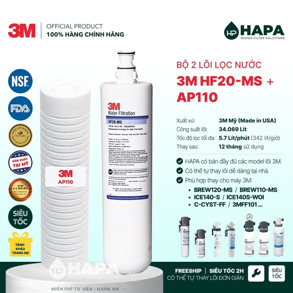 Lõi Lọc Nước 3M HF20-MS Thay Cho BREW120-MS, C-CYST-FF - Nhập Khẩu 3M Mỹ