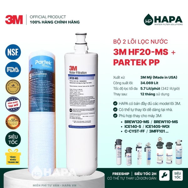 Lõi Lọc Nước 3M HF20-MS Thay Cho BREW120-MS, C-CYST-FF - Nhập Khẩu 3M Mỹ