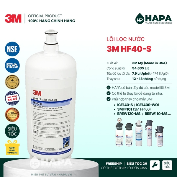 Lõi Lọc Nước 3MFF101 Thay Cho Máy 3M FF100 - Nhập Khẩu 3M Mỹ