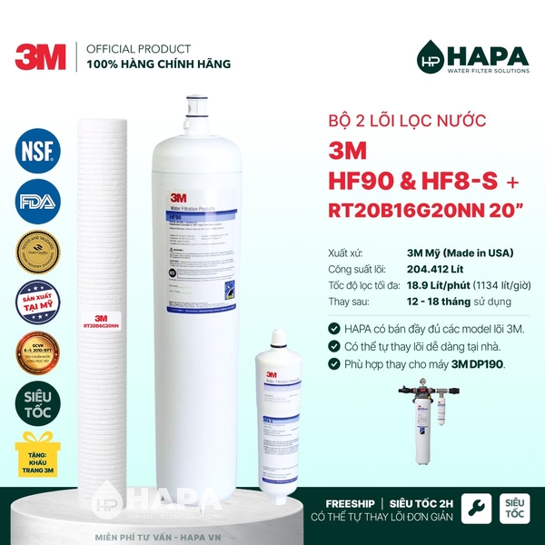 Lõi Lọc Nước 3M HF90 & HF8-S - Lõi Lọc Thay Thế Máy 3M™ Aqua-Pure™ DP190 - Nhập Khẩu Mỹ, Hàng Chính Hãng
