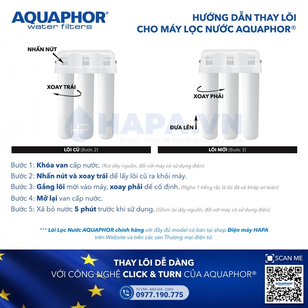 Lõi Lọc Nước AQUAPHOR RO-50S Thay Cho Máy MORION - Nhập khẩu Châu Âu