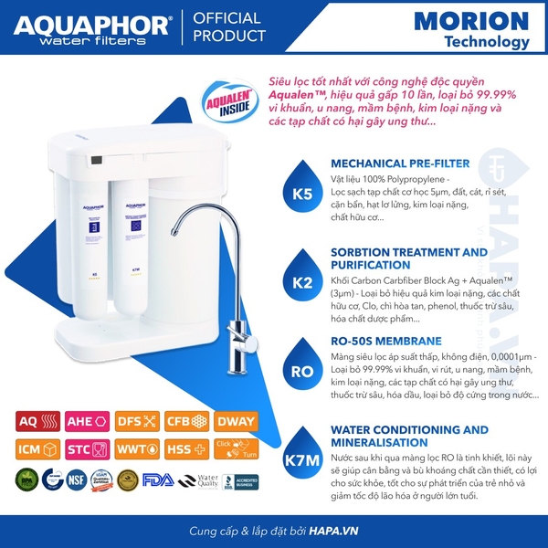 Lõi Lọc Nước AQUAPHOR RO-50S Thay Cho Máy MORION - Nhập khẩu Châu Âu