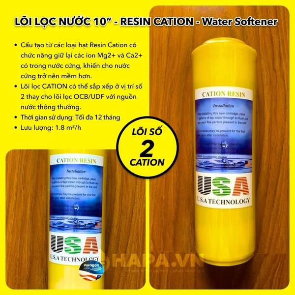 Lõi Lọc CATION 10 inch cao cấp - Lõi Lọc Làm Mềm Nước Partek / Paragon