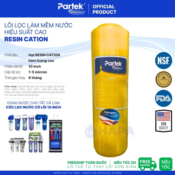 Lõi Lọc CATION 10 inch cao cấp - Lõi Lọc Làm Mềm Nước Partek / Paragon