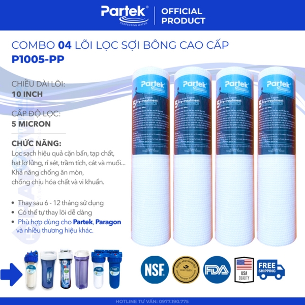 Lõi Lọc Nước PARTEK P1005-PP 10 inch, 5 micron 100% Polypropylene cao cấp