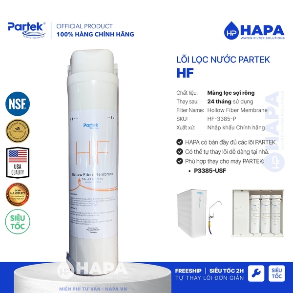 Lõi Lọc Thay Thế PARTEK P3385-USF - Bộ 3 Lõi Lọc Nước PARTEK CP, HF, KAC - Hàng Chính Hãng