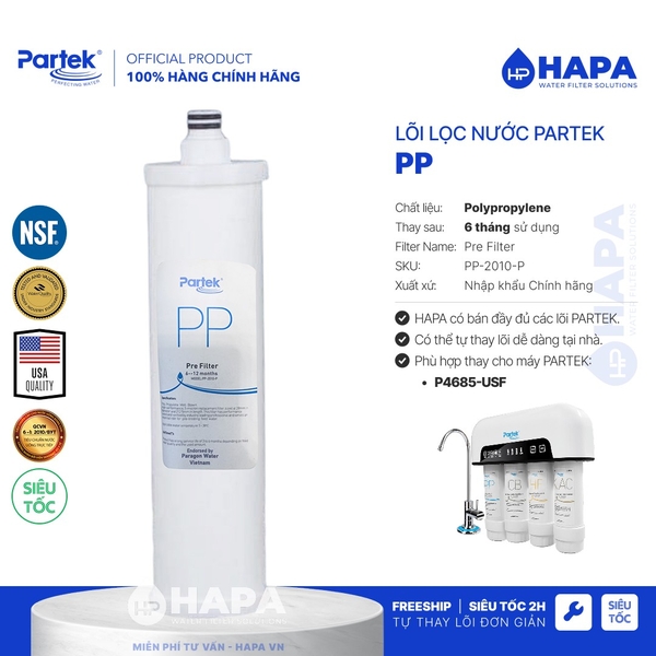 Lõi Lọc Nước PARAGON PARTEK, Full Models Lõi Lọc Thô Cao Cấp - Hàng Chính Hãng