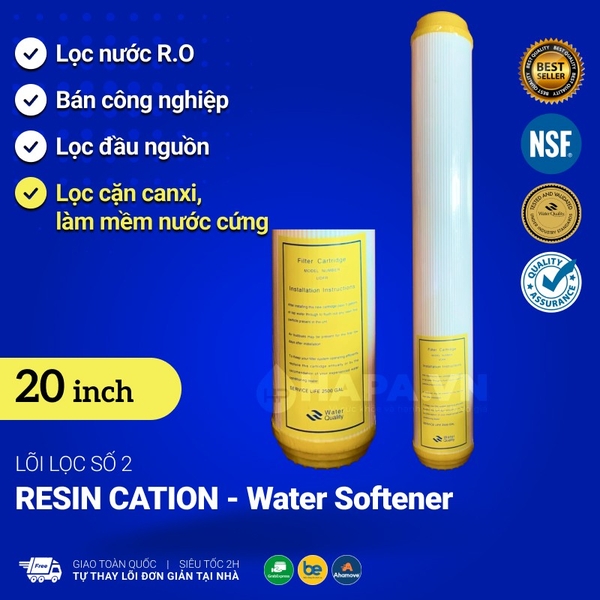 Lõi Lọc CATION 20 inch - Lõi Lọc Nước Số 2 Hạt Resin Làm Mềm Nước