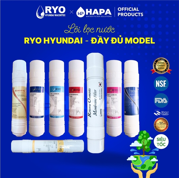 Lõi Lọc Nước RYO HYUNDAI Đầy Đủ Models - Nhập Khẩu Hàn Quốc