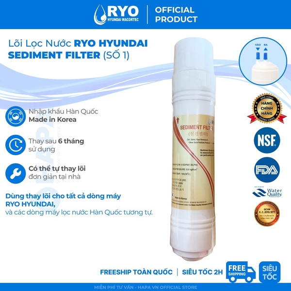 Lõi Lọc Nước RYO HYUNDAI RP 01 Sediment Filter Nhập Khẩu Hàn Quốc